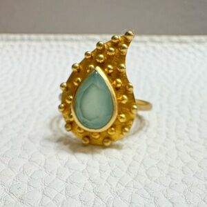 Julie Vos Chalcedony Paisley Tear Drop Statement Ring Size 7